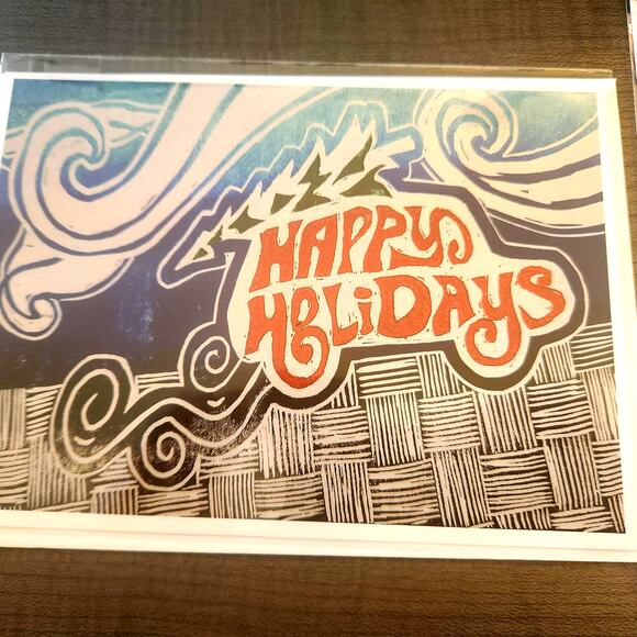 Happy Holidays Car 5"x7" Greeting Cards Set of 6 Acid Free Card Stock Art Print - Picture 3 of 7